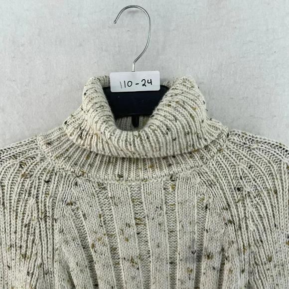 Mango Sweater Dress S Beige Flecked Turtle Neck Bodycon All-Match Raglan Sleeve - Picture 11 of 11